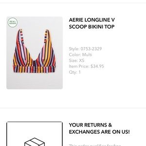 Aerie Striped Longline V Scoop Bikini Top